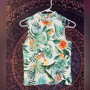 Green and Orange Ribbed Sleeveless Tank Top